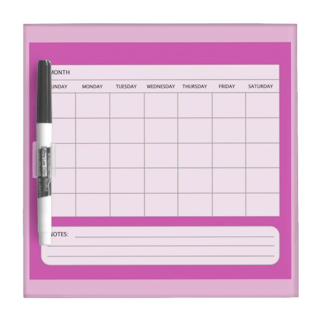 Pink Perpetual Calendar Dry-Erase Board (Front)