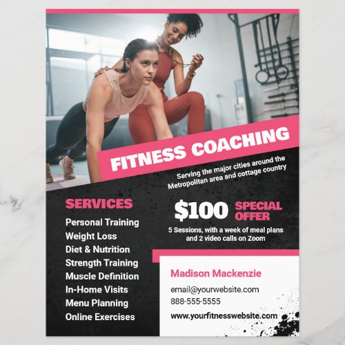 Pink Personal Trainer and Fitness Coaching Flyer