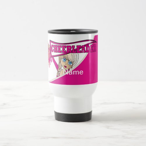 Pink Personalize Cheerleader Travel Mug