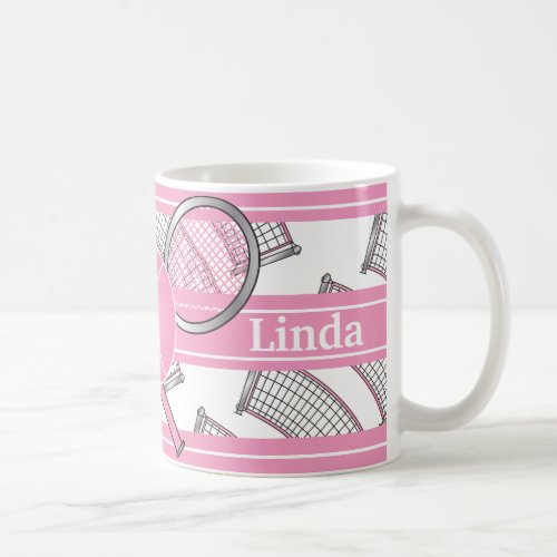 Pink Personalize Tennis Coffee Mug