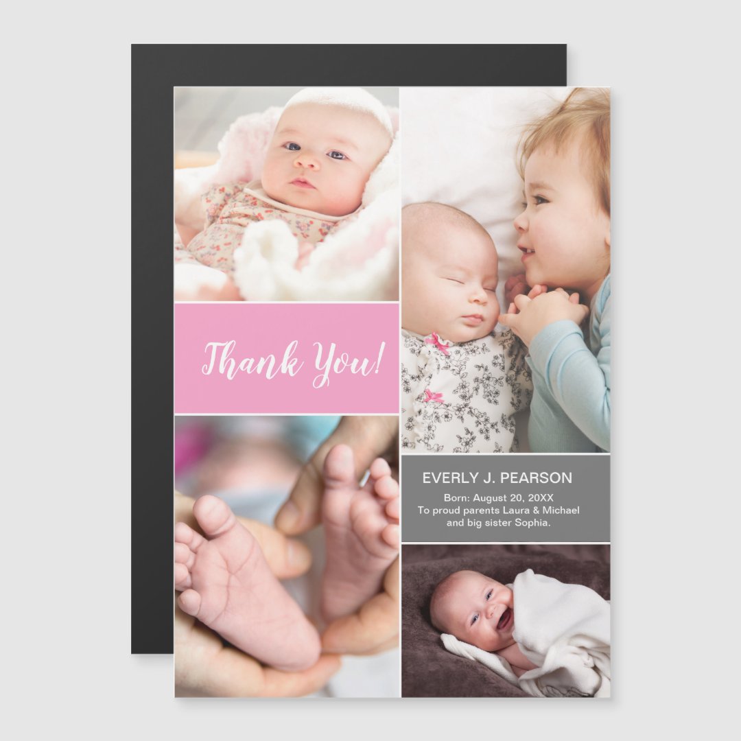 Pink Personalized 2nd Baby shower Photo Collage | Zazzle