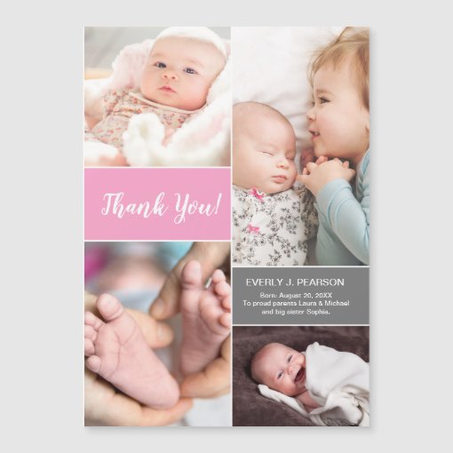 Pink Personalized 2nd Baby shower Photo Collage | Zazzle