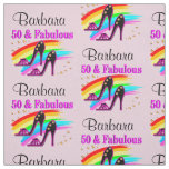 PINK PERSONALIZED 50 AND FABULOUS FABRIC