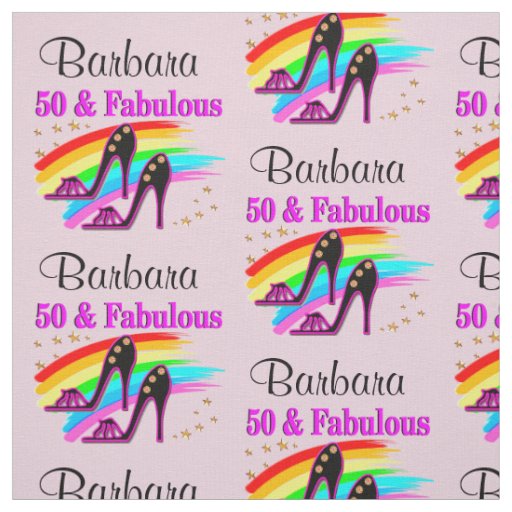 PINK PERSONALIZED 50 AND FABULOUS FABRIC