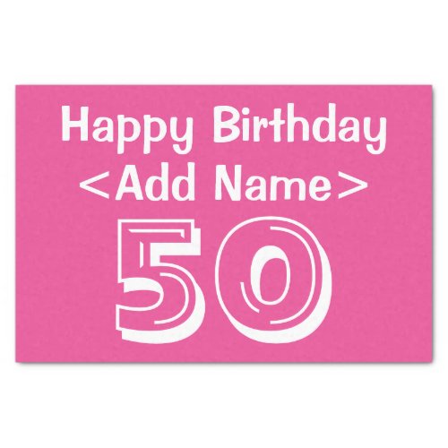 PINK Personalized 50th Birthday Theme Tissue Paper