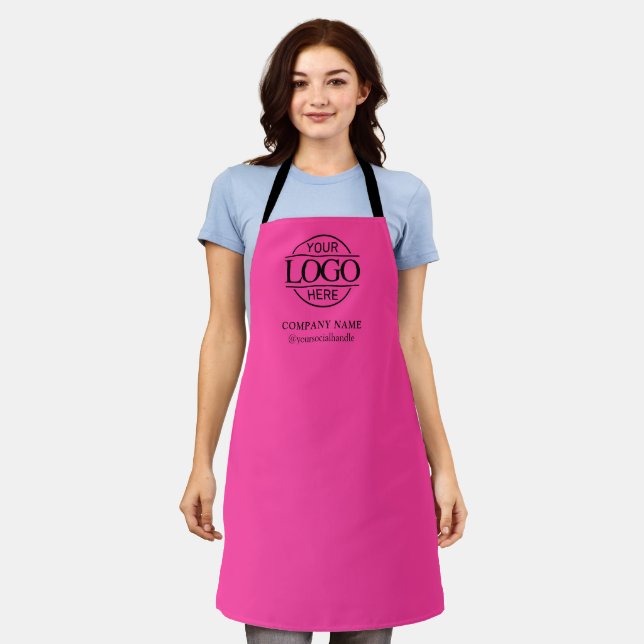 Pink Personalized Apron with Logo Custom Uniform (Worn)