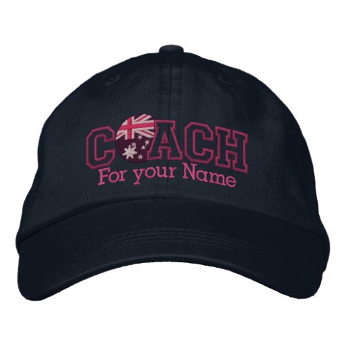 Pink Personalized Australia Coach with your name Embroidered Baseball Cap