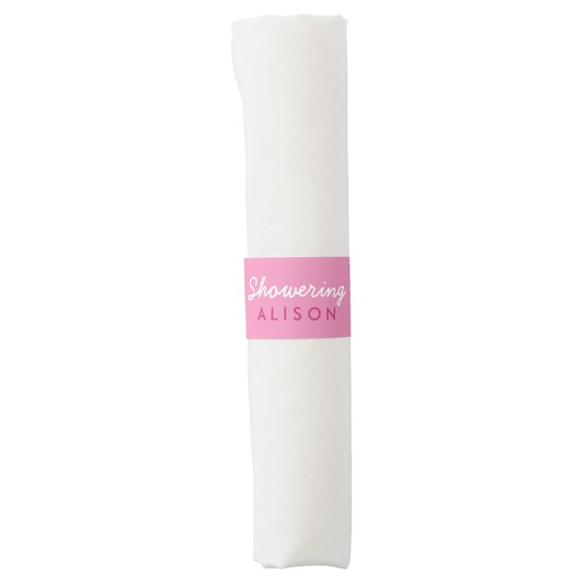 Pink Personalized Baby Shower Napkin Bands Girl (Front)