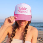 Pink Personalized Bachelorette Trucker Hat<br><div class="desc">Fun,  flirty pink with simple vertical block lettering to give to each guest at the bachelorette party. Pretty keepsake favor for your favorite bride squad! Message me if you want something different than what you see here-happy to create something custom for you.</div>