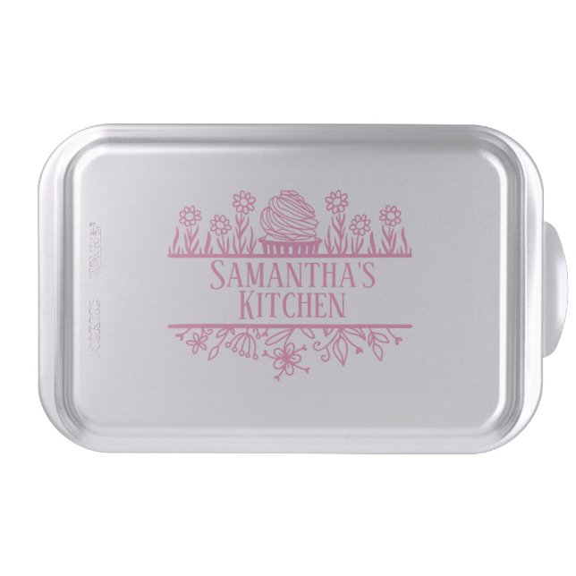 Pink Personalized Baking Cake Pan (Front)