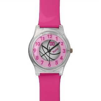 Pink PERSONALIZED Basketball Watches for Girls