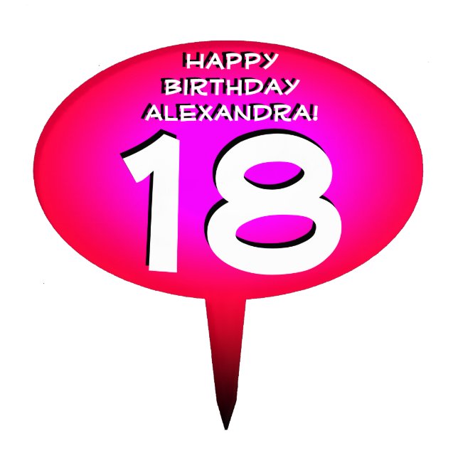Pink Personalized Birthday Cake Topper (Front)