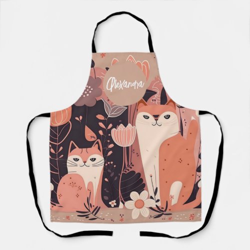 Pink Personalized Boho Cat Lover Birthday Apron
