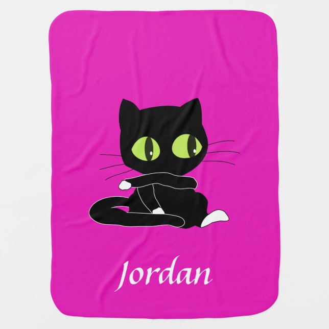 Pink Personalized Cat Blanket (Front)
