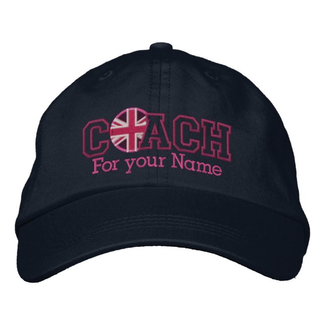Pink Personalized Coach with your name Embroidered Baseball Hat (Front)