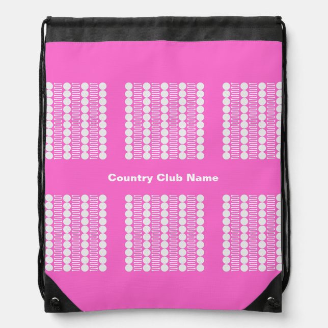 Pink Personalized Country Club Drawstring Backpack (Front)