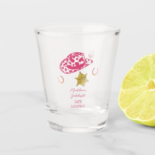 Pink Personalized Cowgirl Hat Country Bachelorette Shot Glass