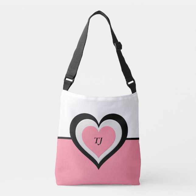 Pink Personalized Crossbody Bag w/Huge Heart (Front)