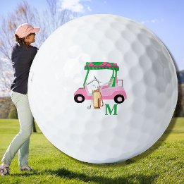 Pink Personalized Custom Golf Cart Clubs Monogram  Golf Balls