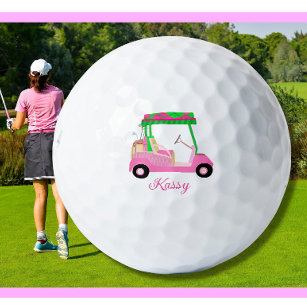 Pink Personalized Custom Golf Cart Clubs Name Golf Balls