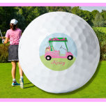 Pink Personalized Custom Golf Cart Clubs Name Golf Balls<br><div class="desc">A fun unique golf cart -- pink and green -- tastefully done -- ready to run the course -- golf ball --This is a great gift for all golf lovers -- fun / attractive / unique. Personalize it with your/her name. If you have any design questions or a special request,...</div>