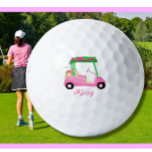 Pink Personalized Custom Golf Cart Clubs Name Golf Balls<br><div class="desc">A fun unique golf cart -- pink and green -- tastefully done -- ready to run the course -- golf ball --This is a great gift for all golf lovers -- fun / attractive / unique. Personalize it with your/her first name. If you have any design questions or a special...</div>