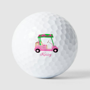 Pink Personalized Custom Golf Cart Clubs Name Golf Balls