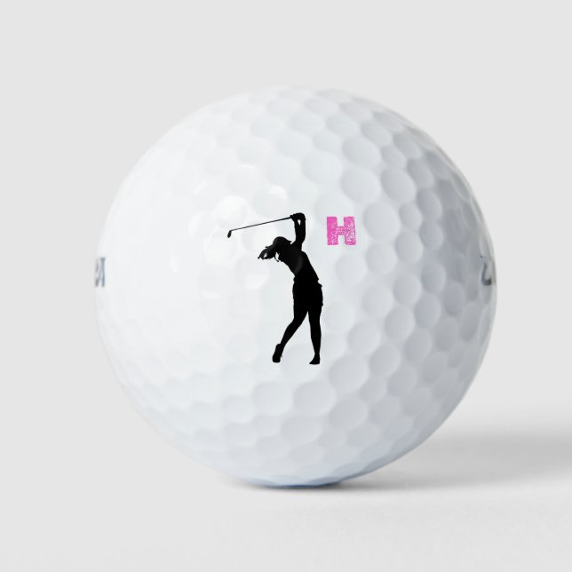 Pink Personalized Custom Monogram Golf Balls (Front)