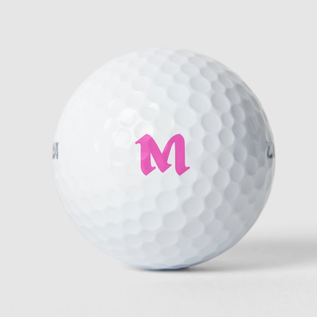 Pink Personalized Custom Monogram Golf Balls (Front)