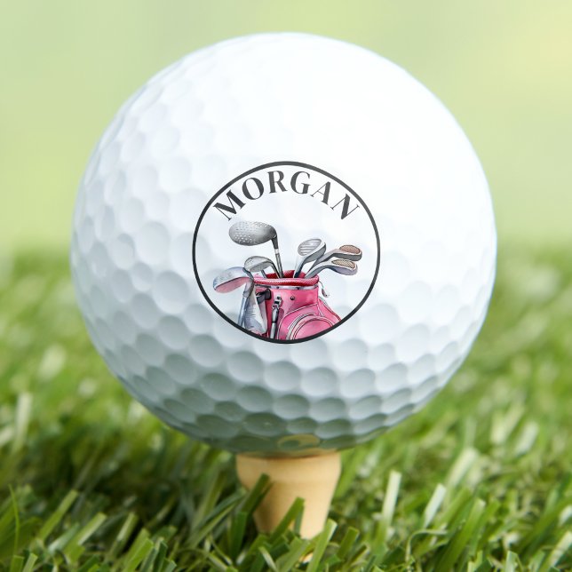 Pink Personalized Custom Monogram Golf Balls (Pink Name Monogram Golf Balls)