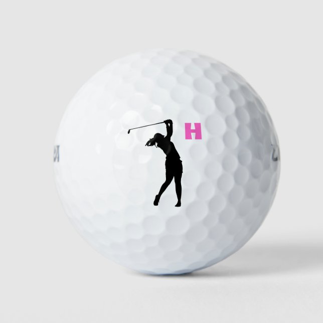 Pink Personalized Custom Monogram Golf Balls (Front)