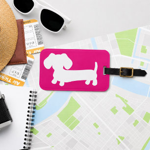 Pink Personalized Dachshund Luggage Bag Tag