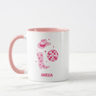 Pink Personalized Disco Cowgirl Coffee Mug