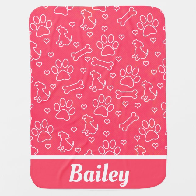 Pink Personalized Dog Blanket For Puppies Custom  (Front)