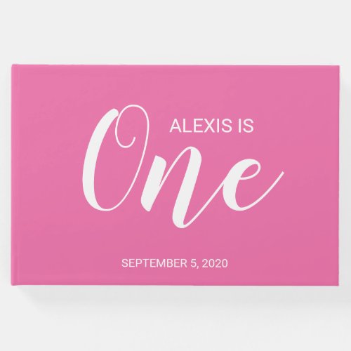 Pink Personalized First Birthday Guestbook