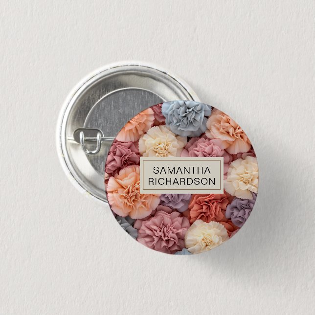 Pink personalized flower button (Front & Back)