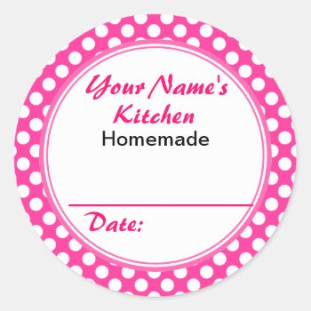Pink Personalized Gifts For Bakers Custom Name Classic Round Sticker by alinaspencil at Zazzle
