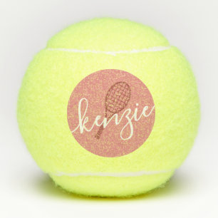 Pink Personalized Girly Name Tennis Balls