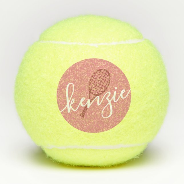 Pink Personalized Girly Name Tennis Balls (Front)