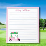 Pink Personalized Golf Cart Name Lined    Notepad<br><div class="desc">A charming unique golf cart -- pink and green -- tastefully done -- ready to run the course -- the notepad. This is a great gift for all golf lovers -- fun / attractive / unique. Personalize it with your/her name. If you have any design questions or a special request,...</div>