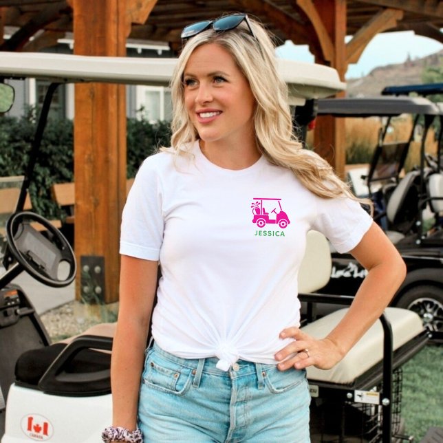 Pink Personalized Golf Cart  Tri-Blend Shirt (Pink Personalized Golf Cart Tri-Blend Shirt)
