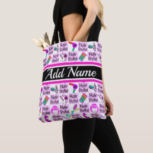 PINK PERSONALIZED HAIR STYLIST AND BEAUTICIAN TOTE BAG