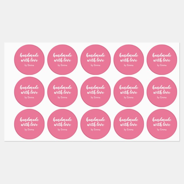 Pink Personalized Handmade with Love Minimalist Labels (Sheet)