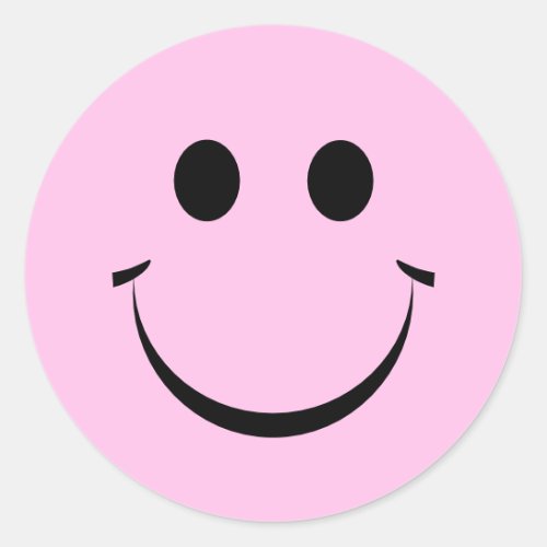 Pink Personalized Happy Face Cute Classic Round Sticker