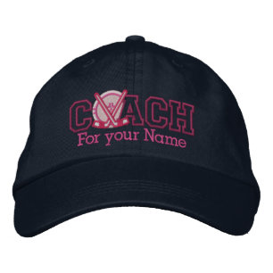 Pink Personalized Hockey Coach with your name Embroidered Baseball Hat