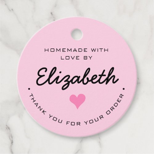Pink Personalized Homemade with Love Thank you Favor Tags