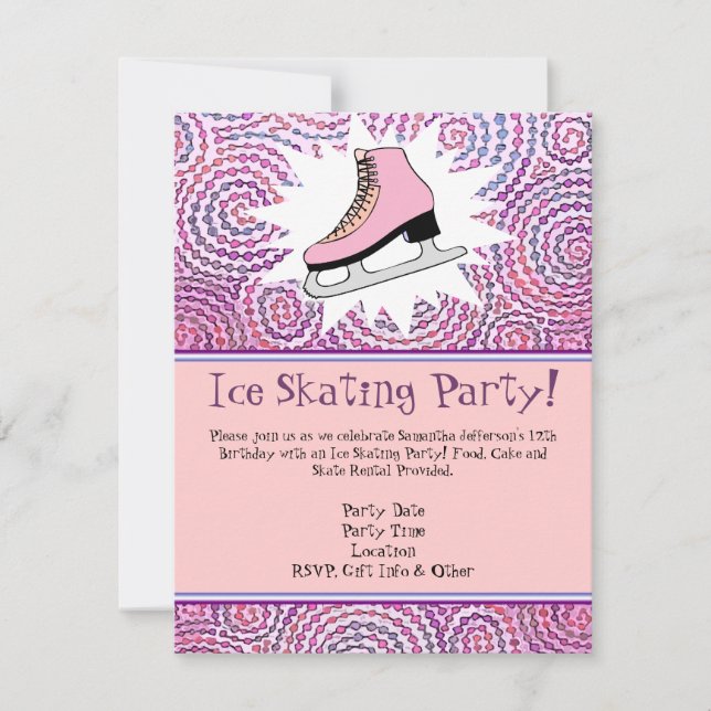 Pink Personalized Ice Skating Party Invitation (Front)