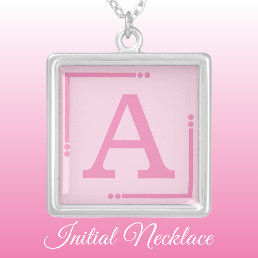 Pink personalized initial silver plated necklace