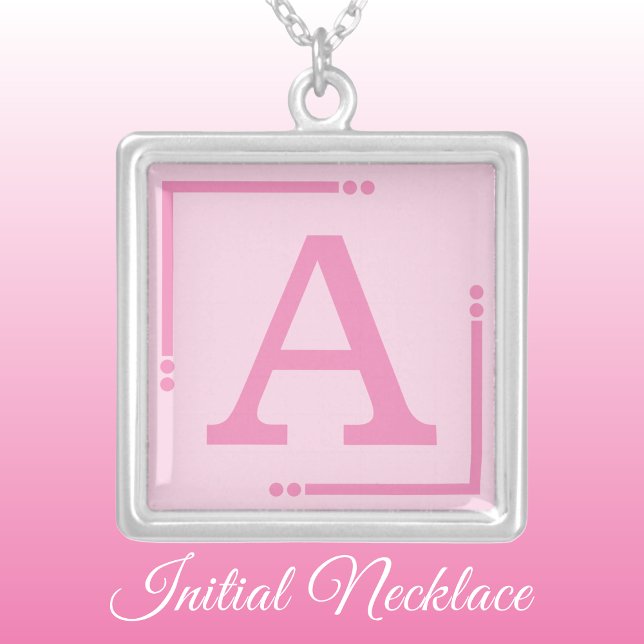 Pink personalized initial silver plated necklace (Creator Uploaded)