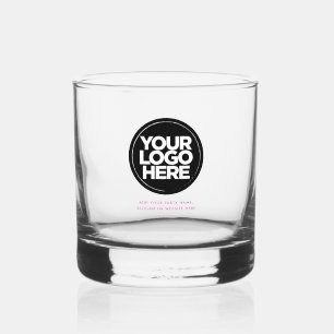 Pink Personalized Logo and Text Whiskey Glasses